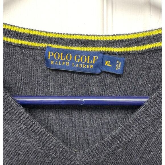 Polo Golf Ralph Lauren Gray Sweater, 100% Merino Wool, Men's Size XL - Picture 2 of 5